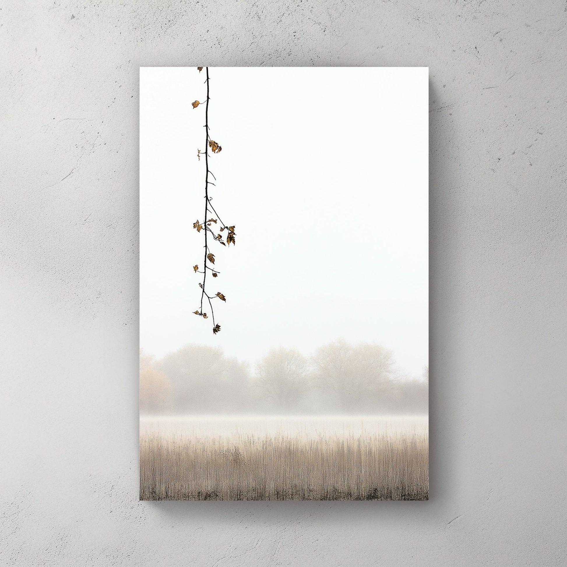 foggy field with hanging branch minimalist wall art