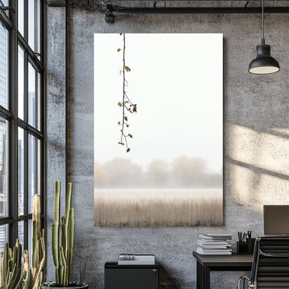 foggy field with hanging branch minimalist wall art