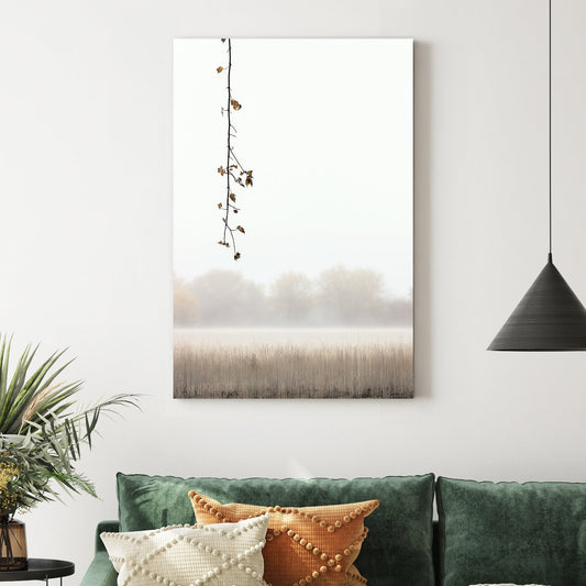 foggy field with hanging branch minimalist wall art