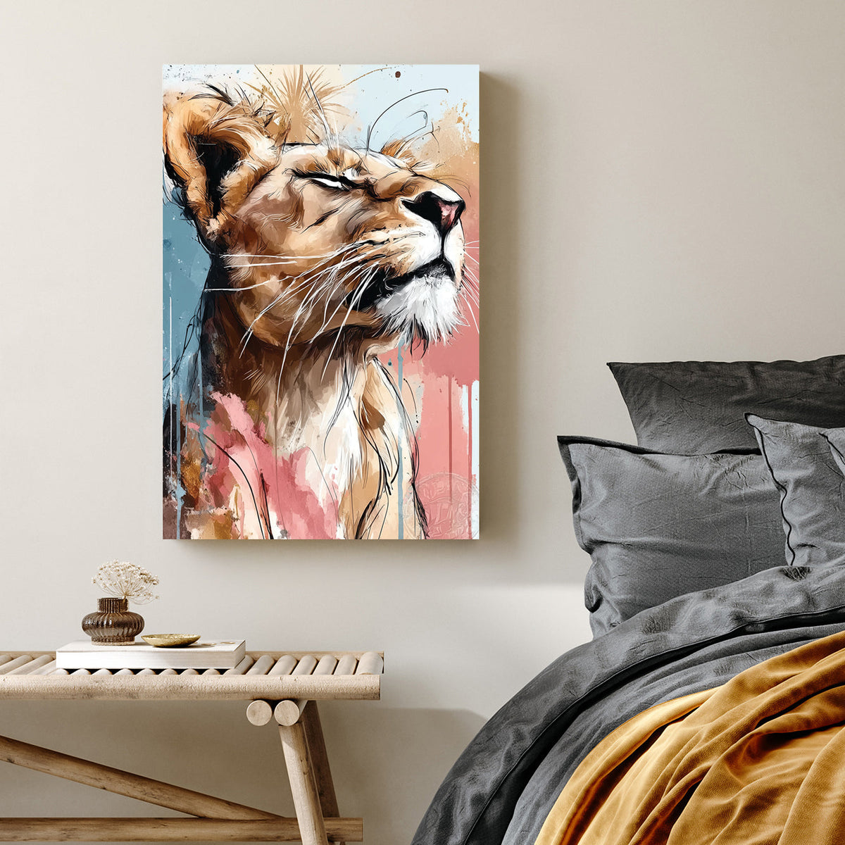 lioness portrait wall art