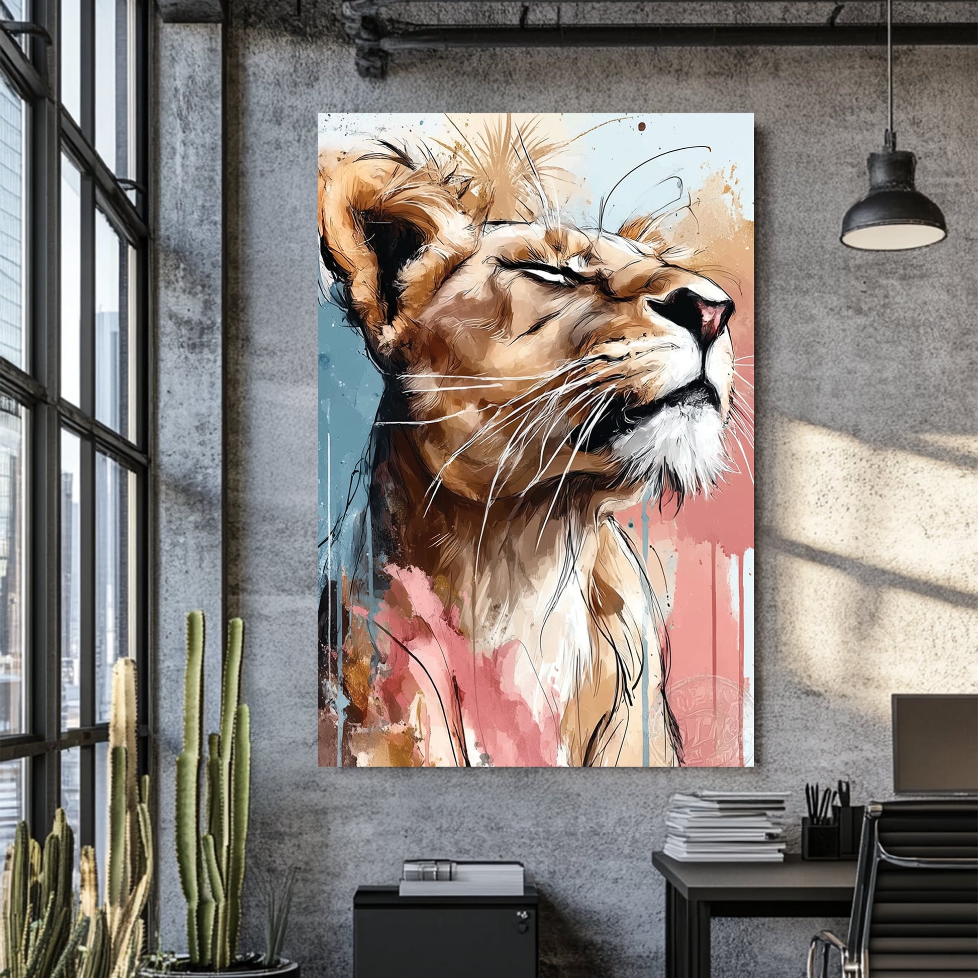 lioness portrait wall art