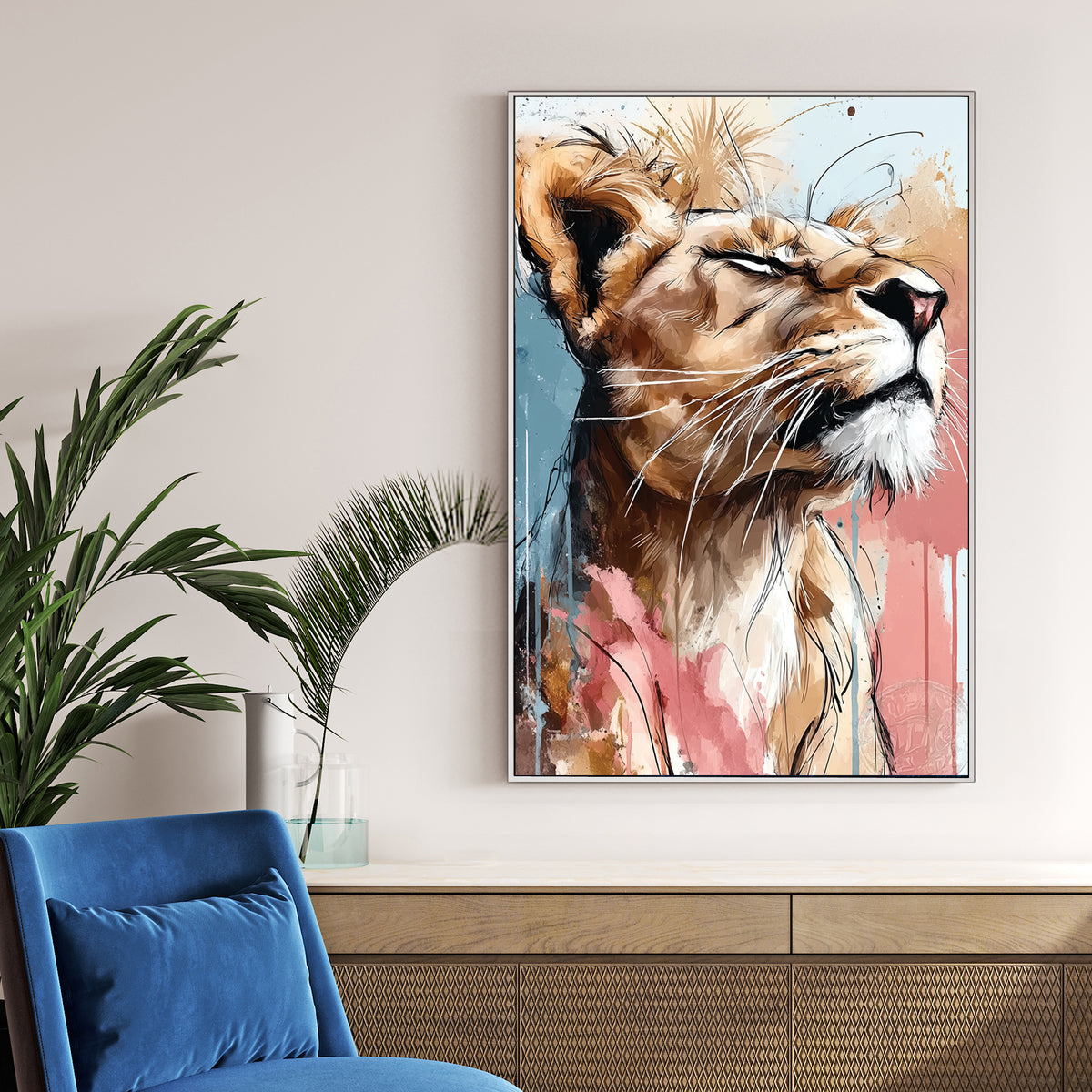 lioness portrait wall art