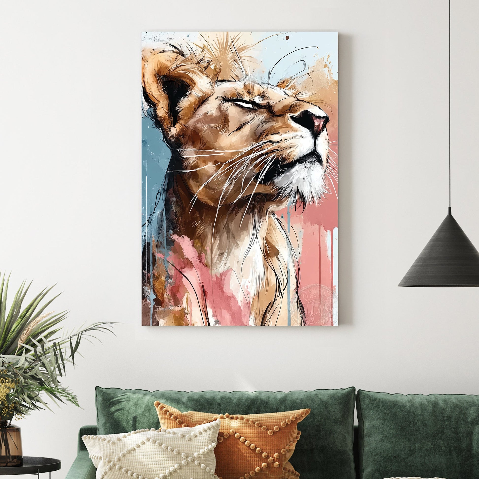 lioness portrait wall art