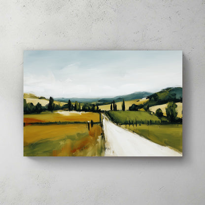 tuscany countryside wall art oil painting of a road and fields