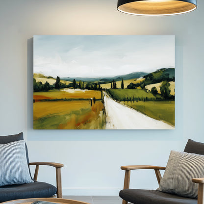 tuscany countryside wall art oil painting of a road and fields