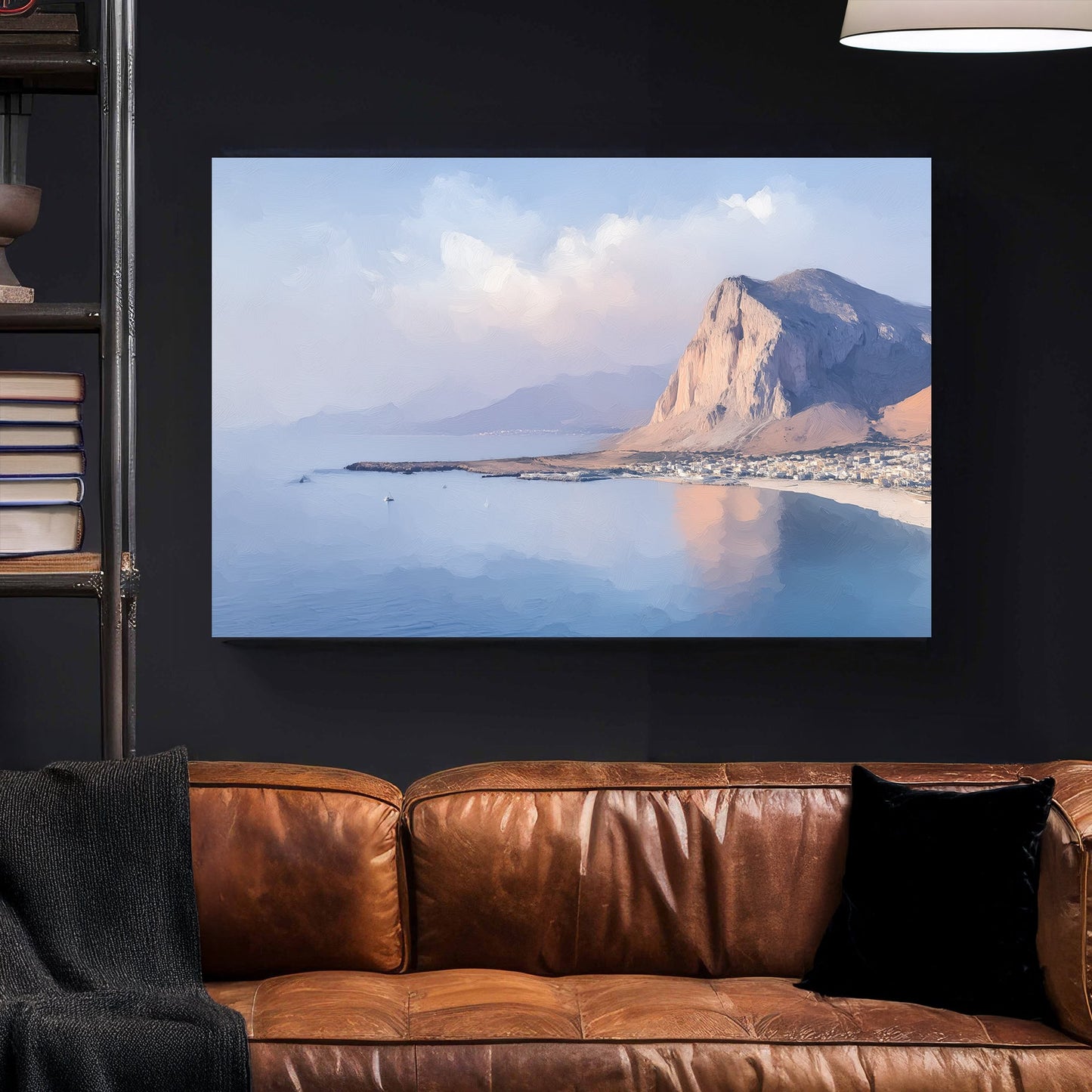 san vito lo capo coastal landscape wall art in soft pastel tones