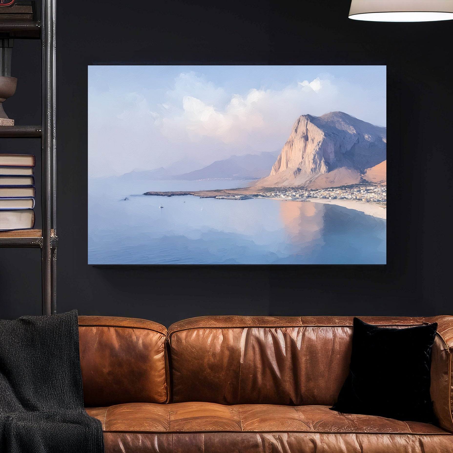 san vito lo capo coastal landscape wall art in soft pastel tones