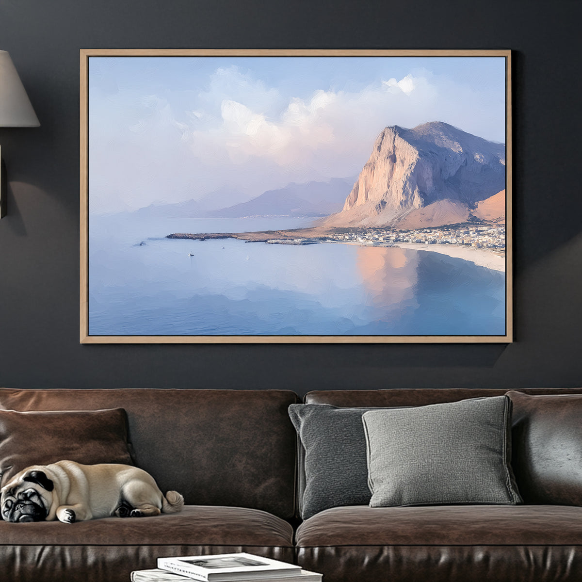 san vito lo capo coastal landscape wall art in soft pastel tones
