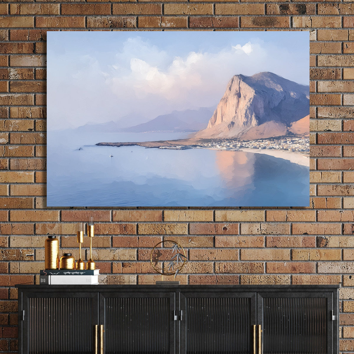 san vito lo capo coastal landscape wall art in soft pastel tones