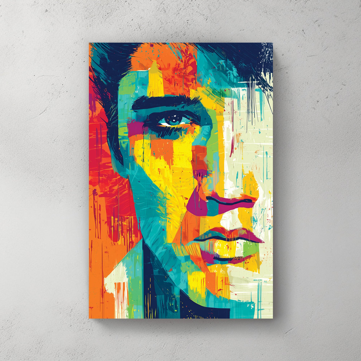 vibrant elvis presley portrait wall art in pop style