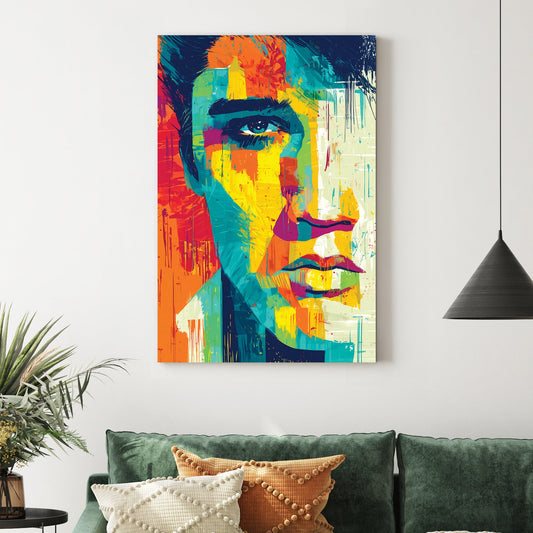 vibrant elvis presley portrait wall art in pop style