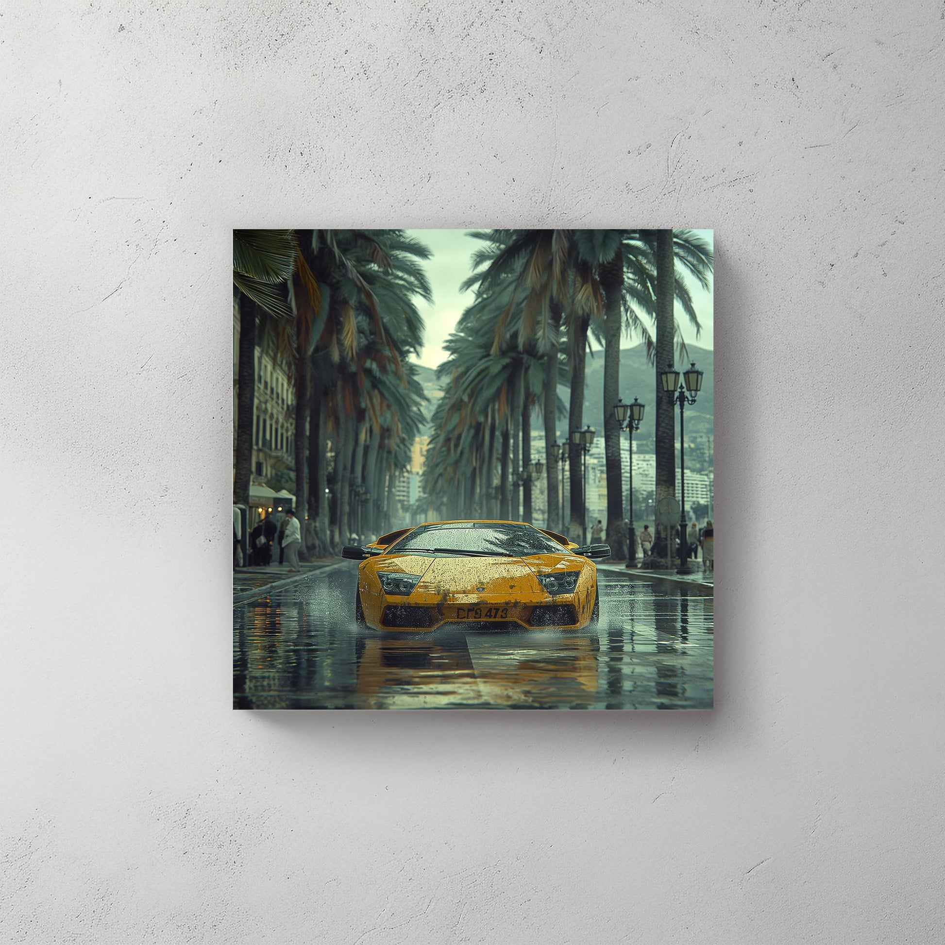 Yellow Lambo #267 Canvas Wall Art & Metal Prints