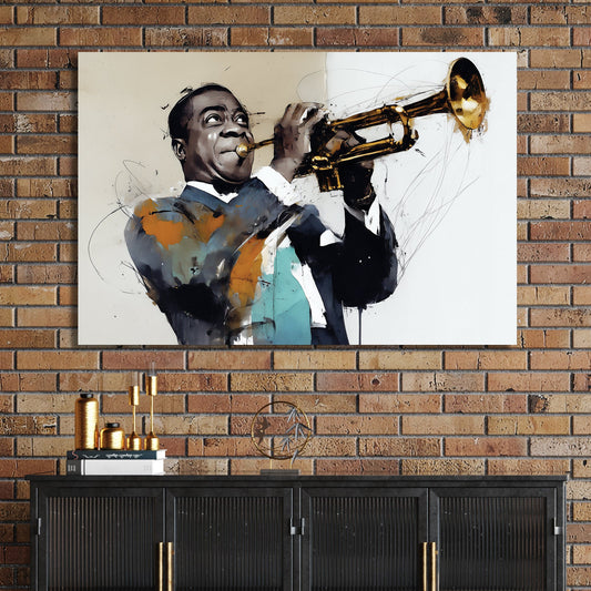 louis armstrong trumpet player jazz wall art