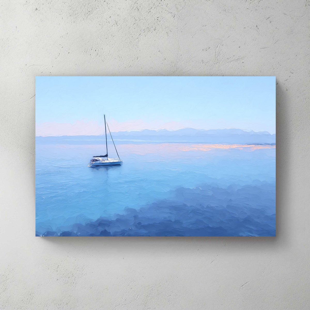 sailboat on tranquil blue ocean wall art