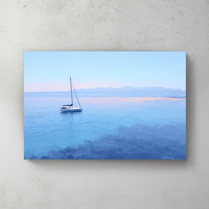 sailboat on tranquil blue ocean wall art