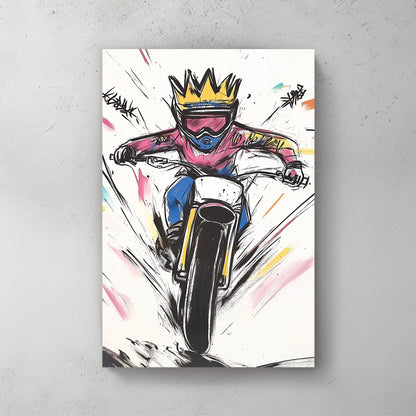 graffiti style motorcycle rider wall art