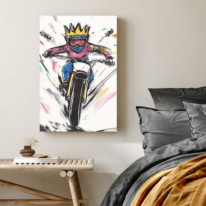 graffiti style motorcycle rider wall art