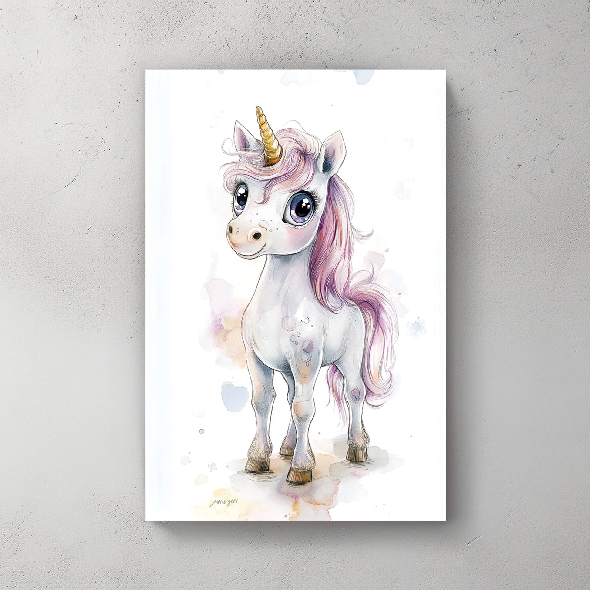 cute unicorn illustration wall art