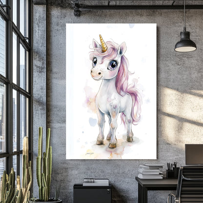 cute unicorn illustration wall art