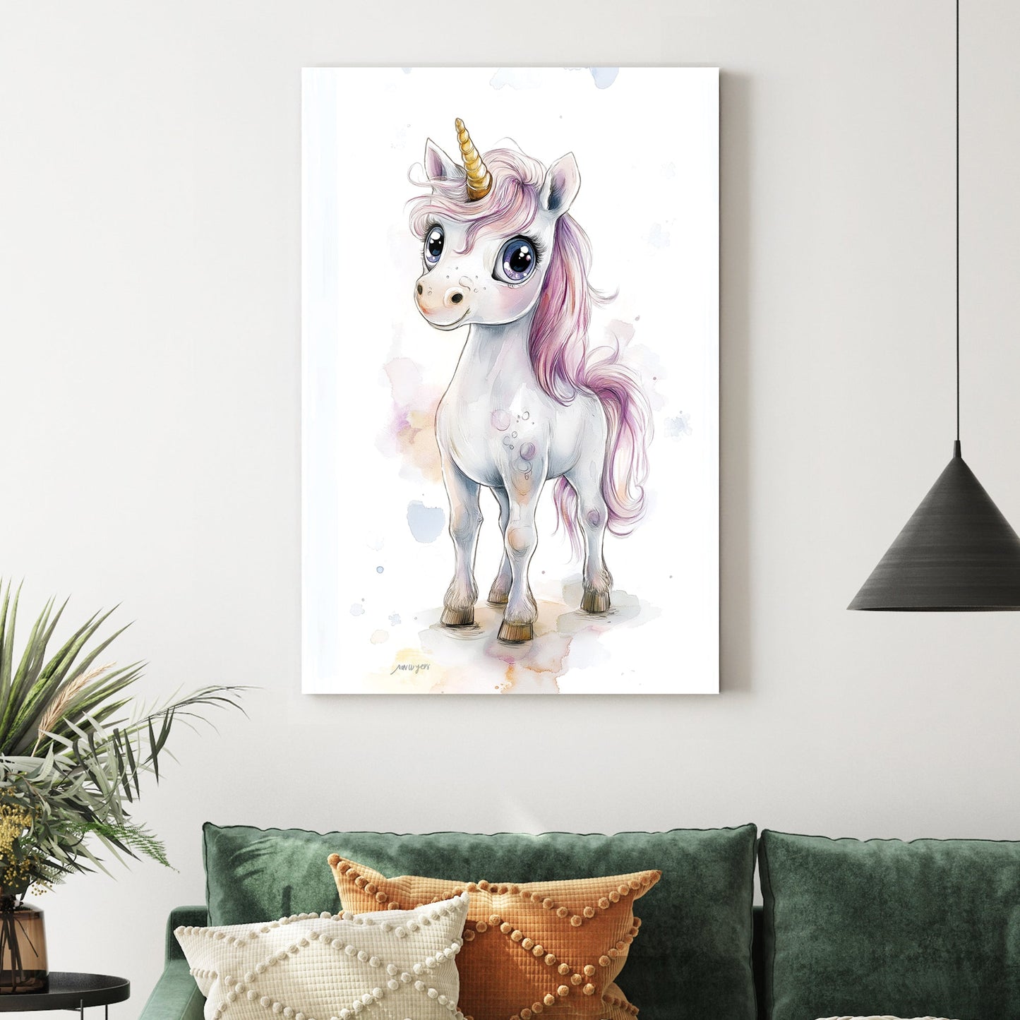 cute unicorn illustration wall art