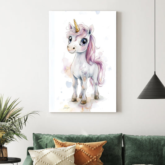 cute unicorn illustration wall art