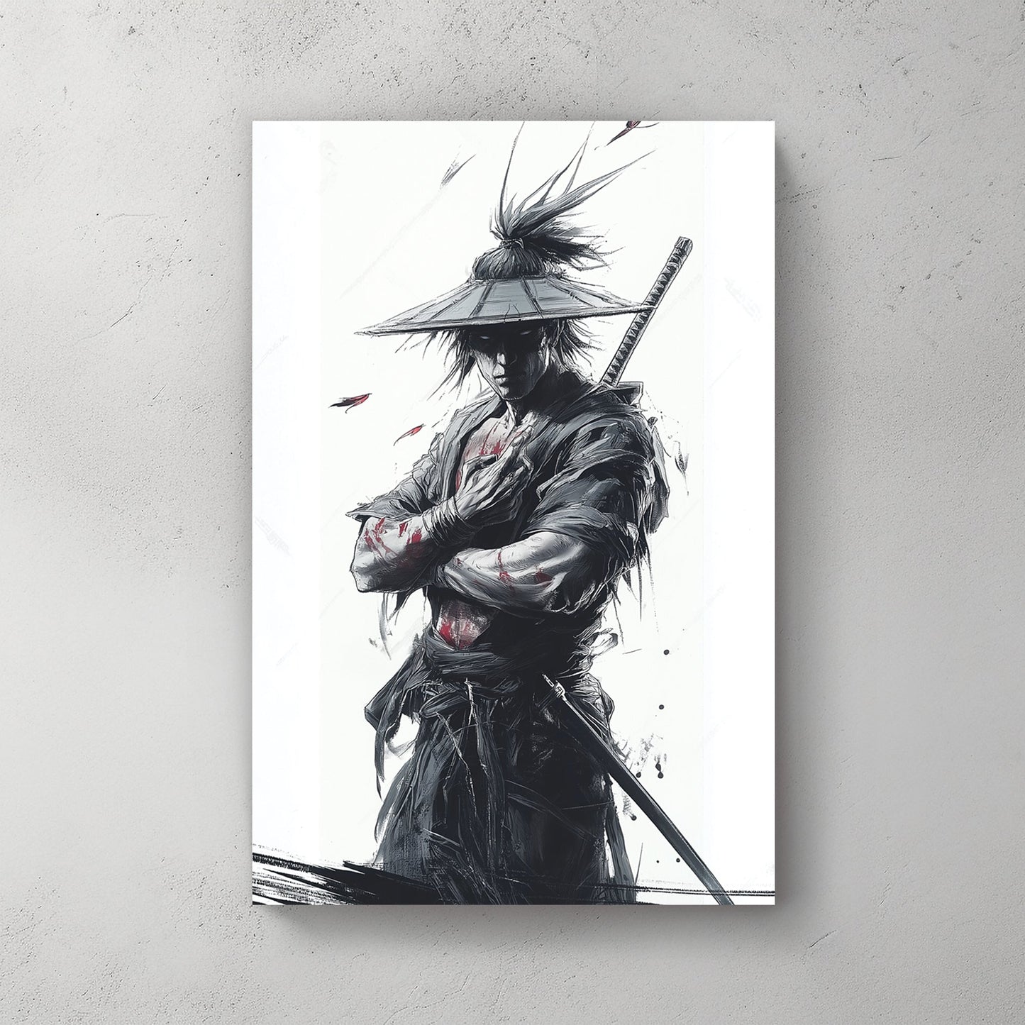 samurai warrior ink wall art
