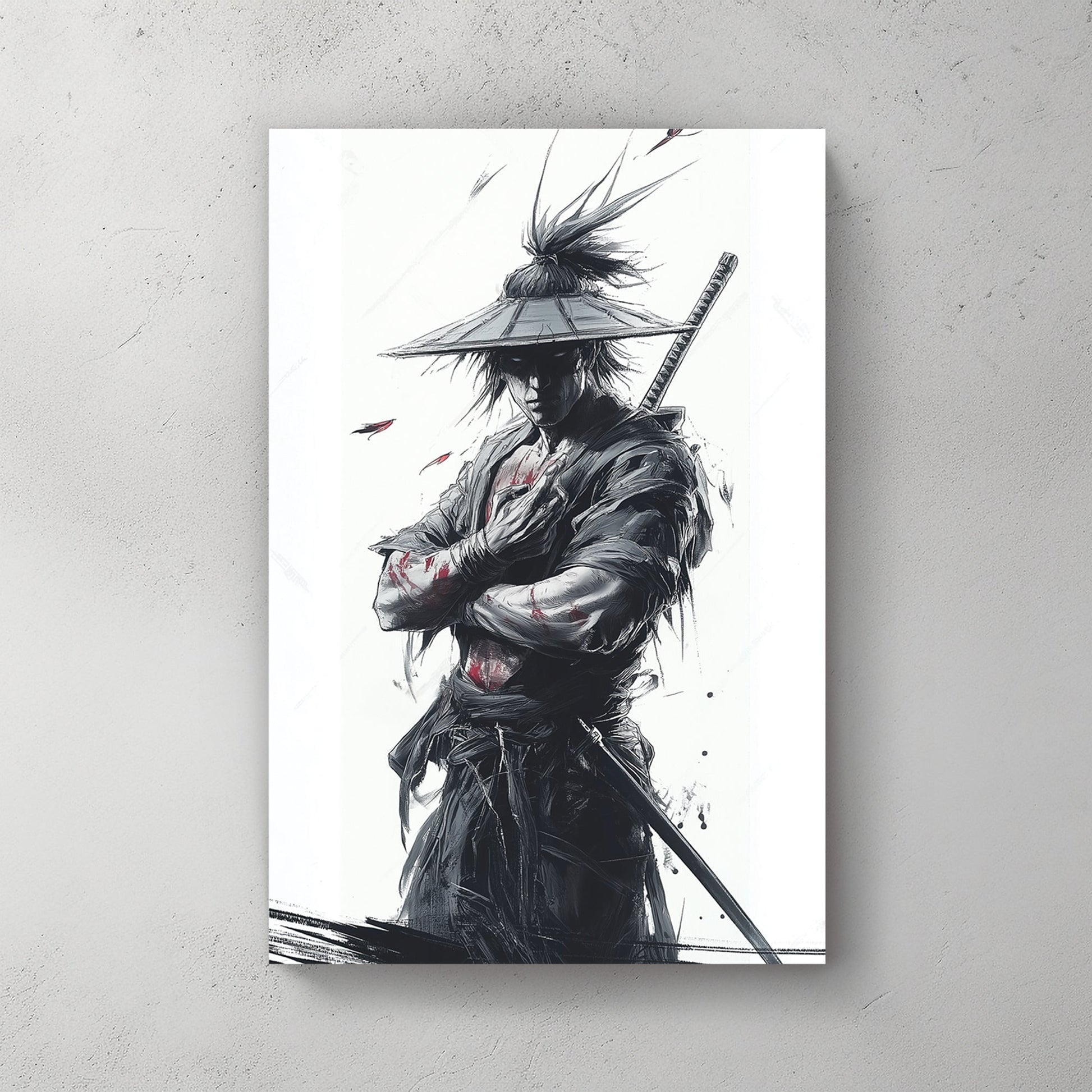 samurai warrior ink wall art