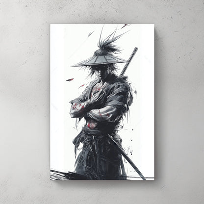 samurai warrior ink wall art