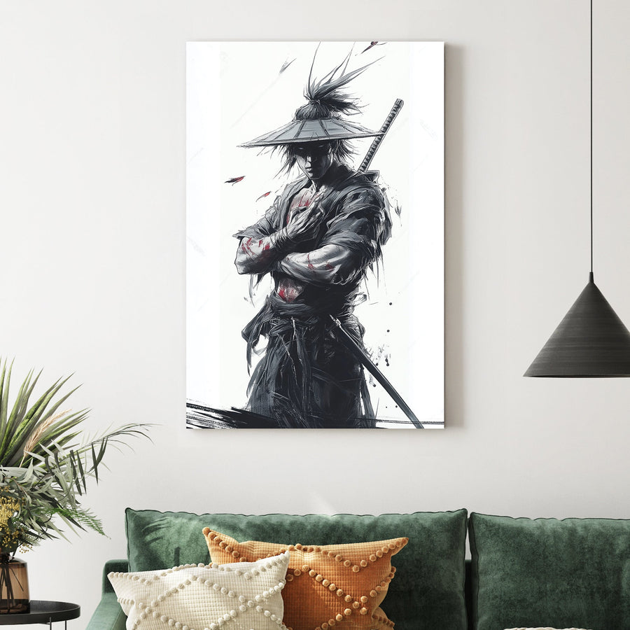 samurai warrior ink wall art