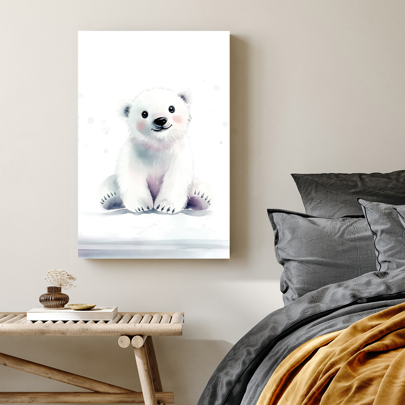 adorable polar bear illustration wall art
