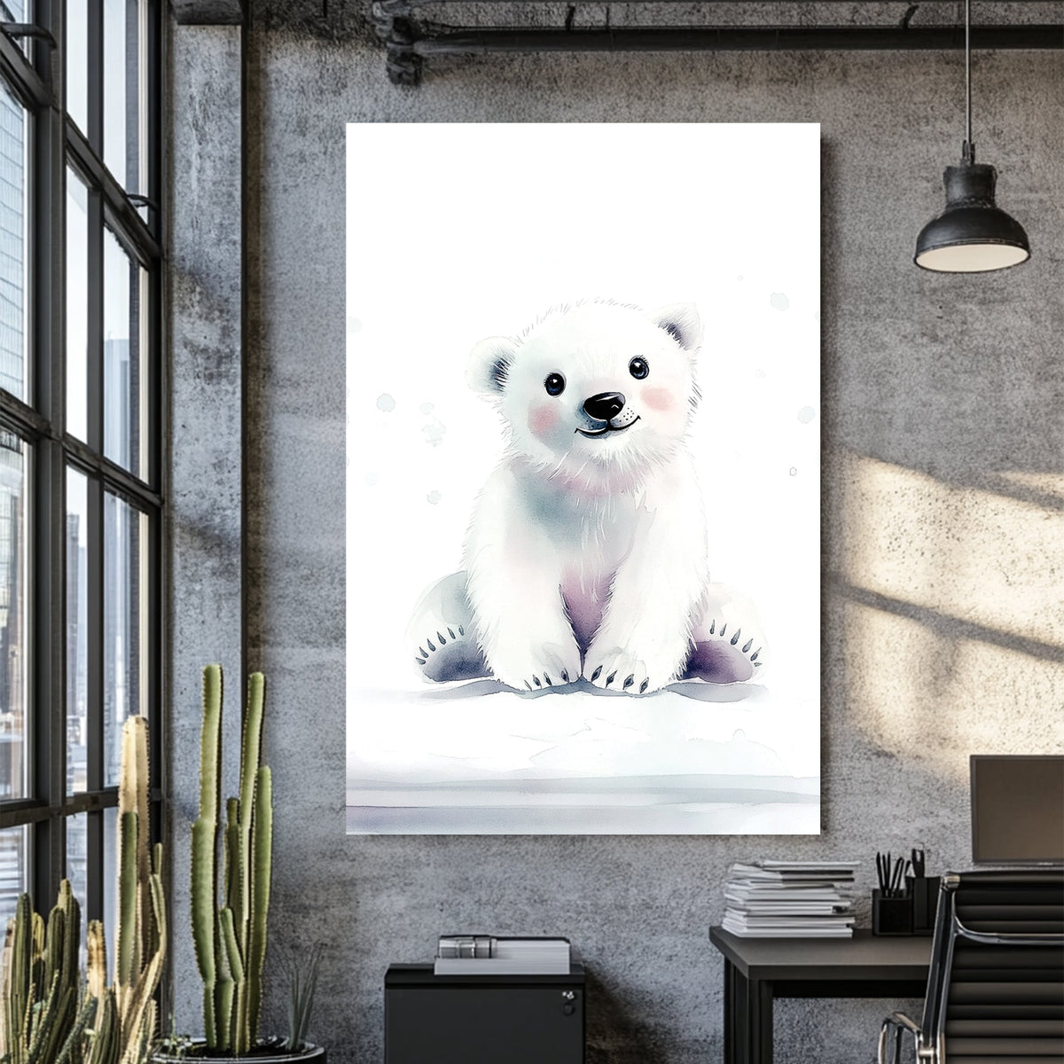adorable polar bear illustration wall art