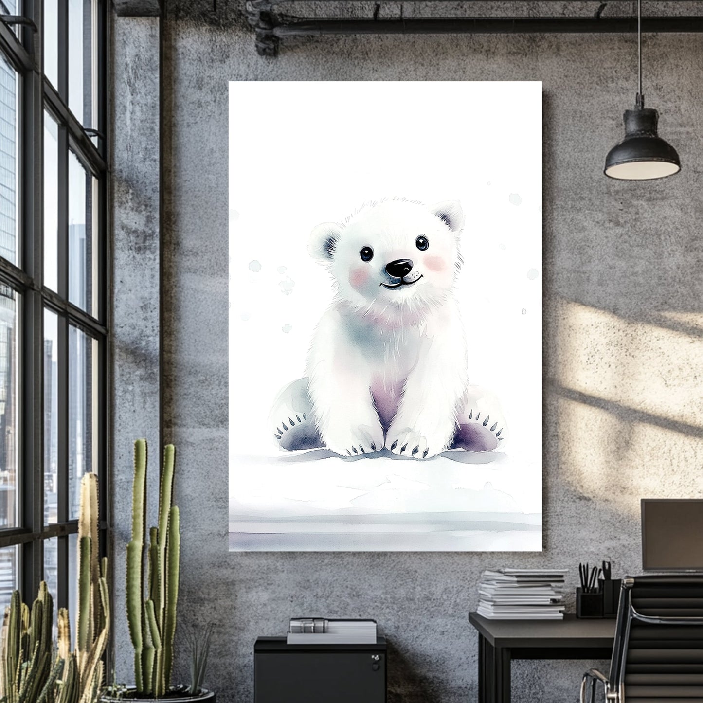 adorable polar bear illustration wall art