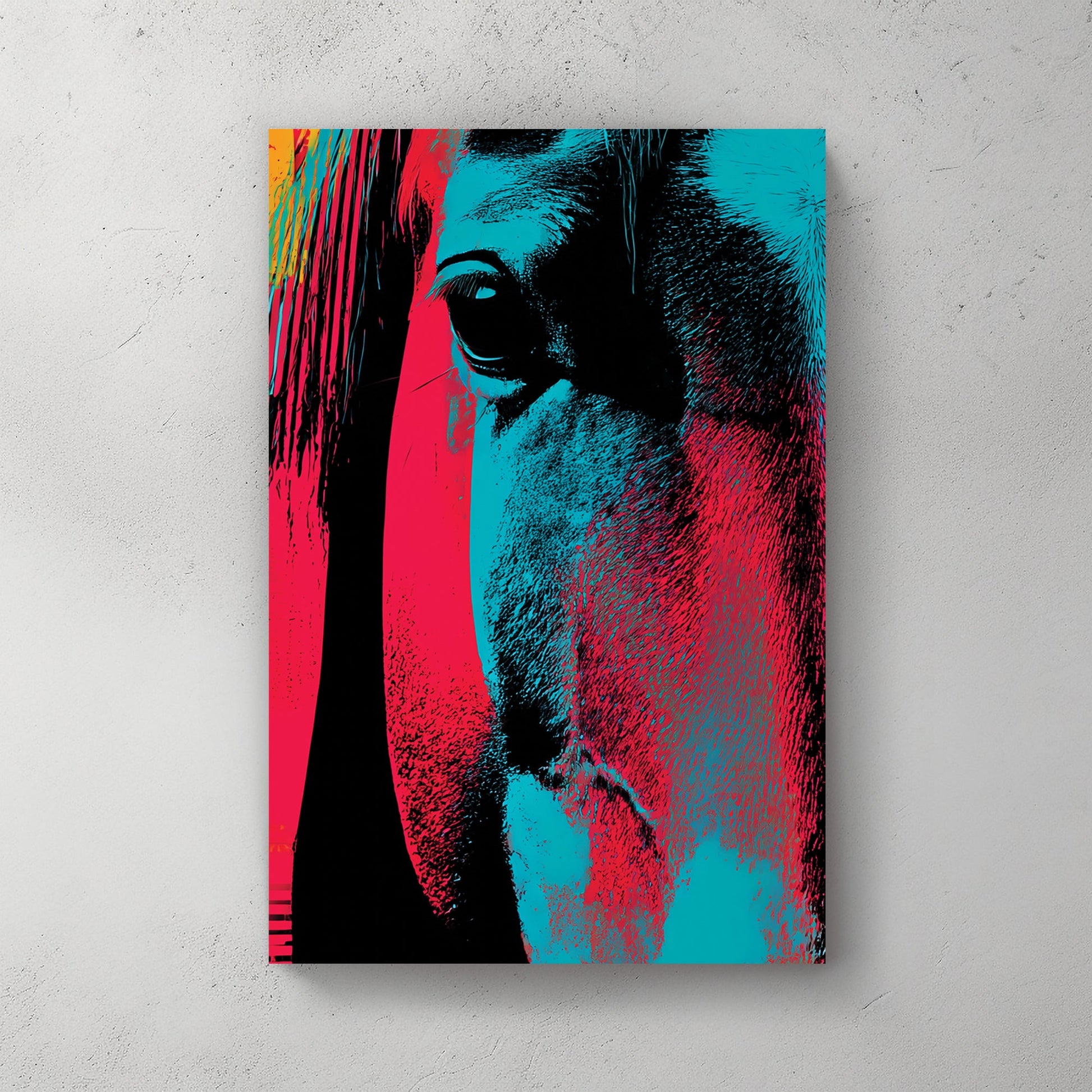 neon horse close-up wall art