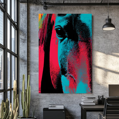 neon horse close-up wall art