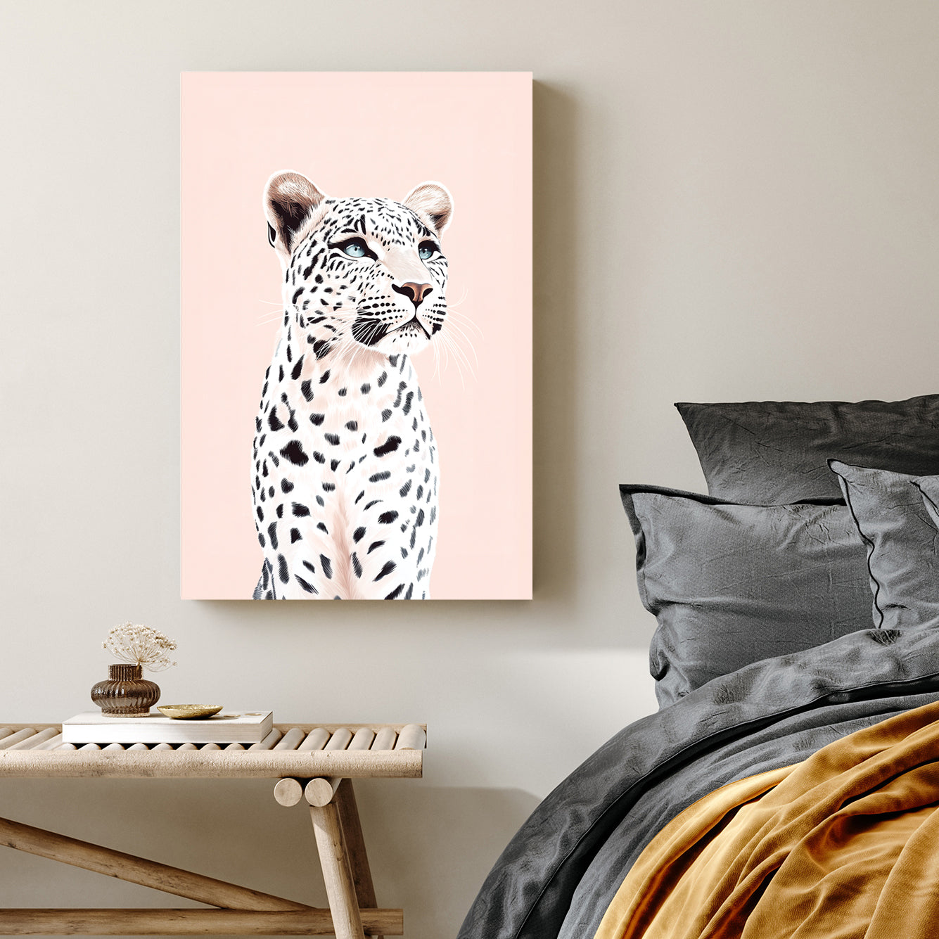 snow leopard portrait wall art