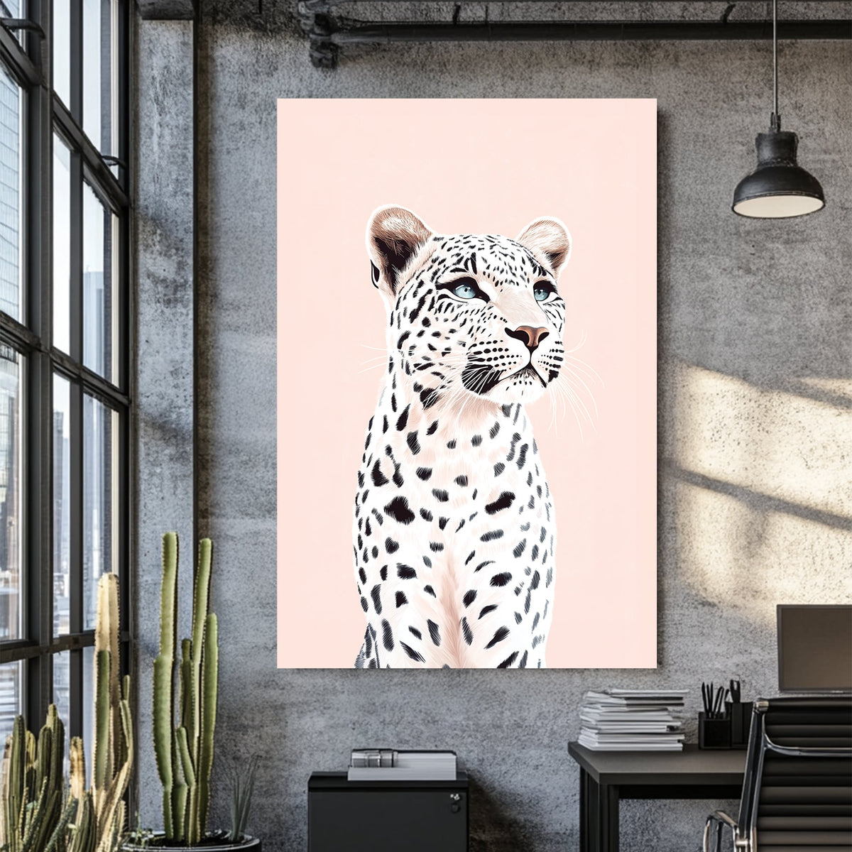 snow leopard portrait wall art