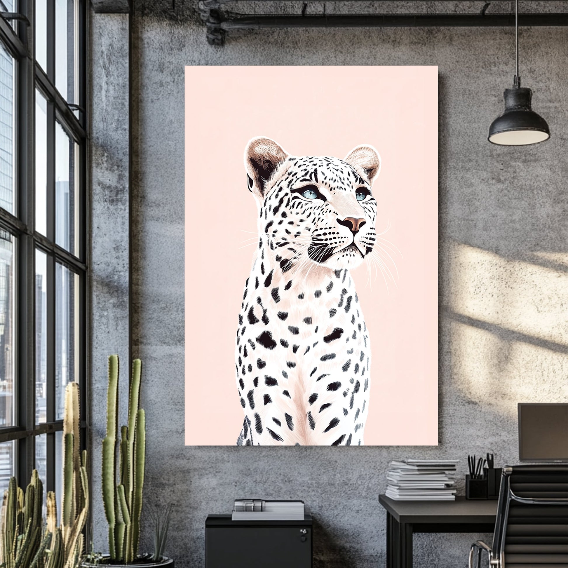 snow leopard portrait wall art