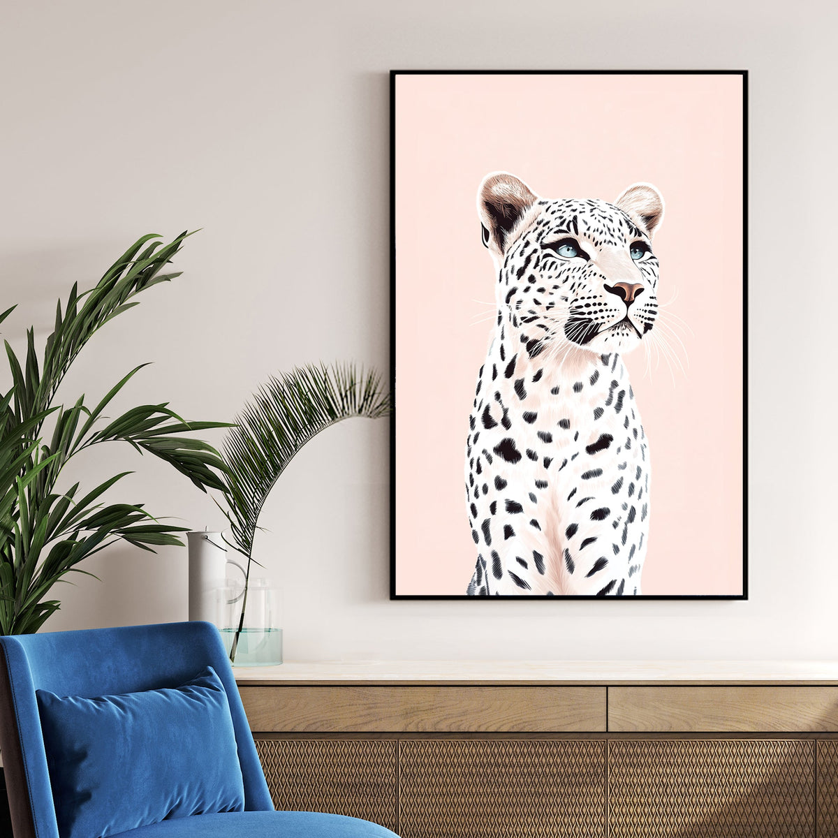 snow leopard portrait wall art