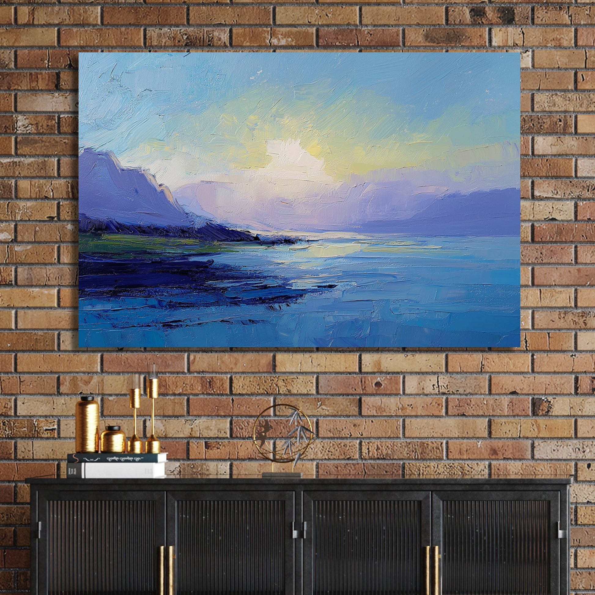 serene sunrise over water landscape wall art