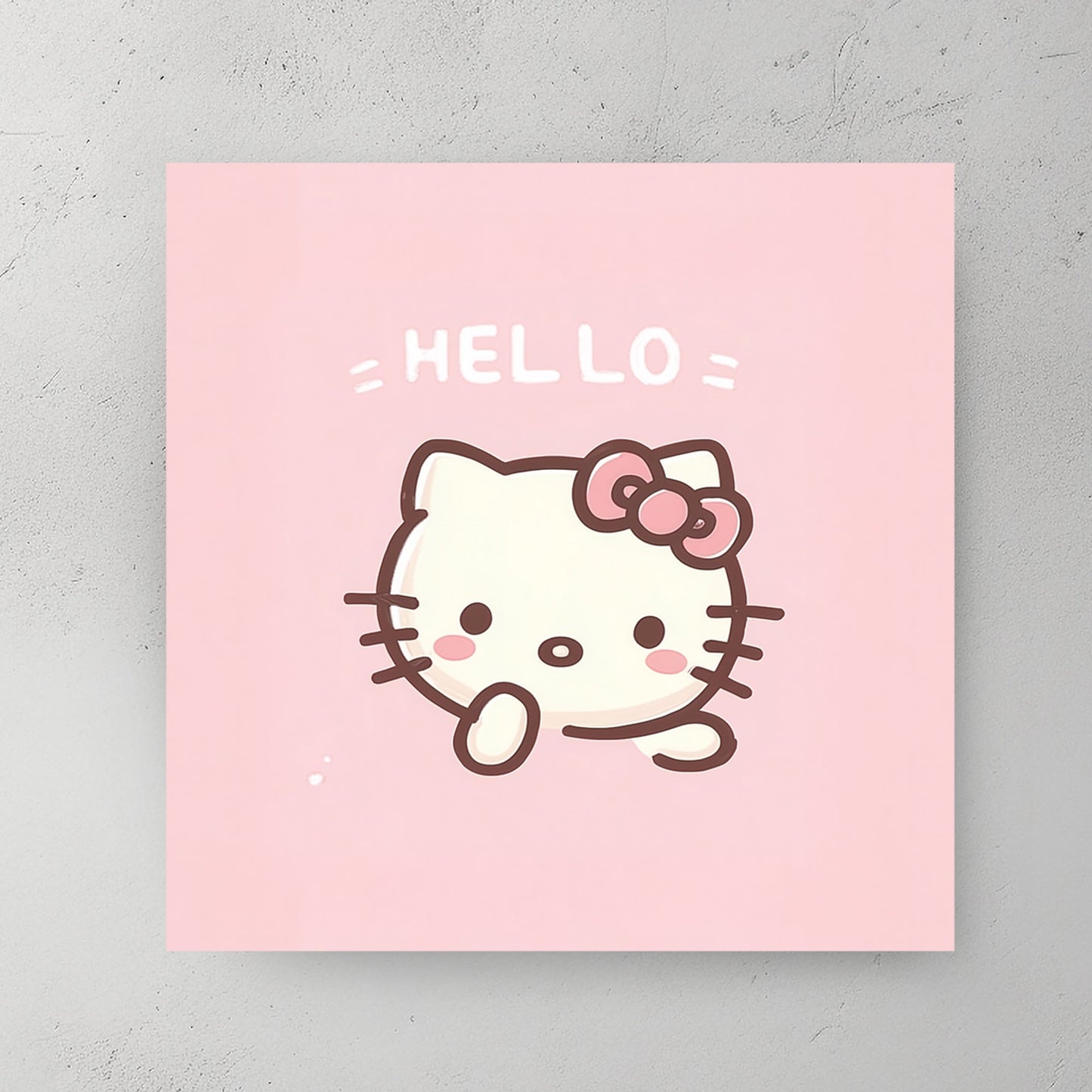 cute hello kitty pink cartoon wall art