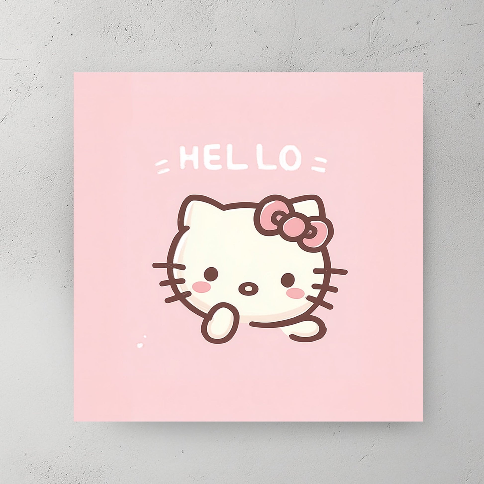 cute hello kitty pink cartoon wall art