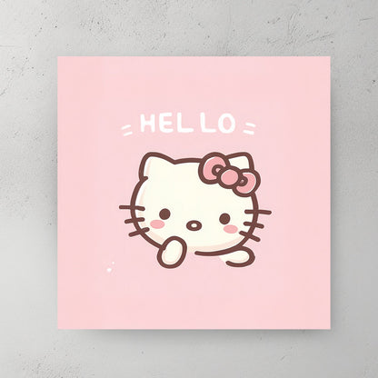 cute hello kitty pink cartoon wall art
