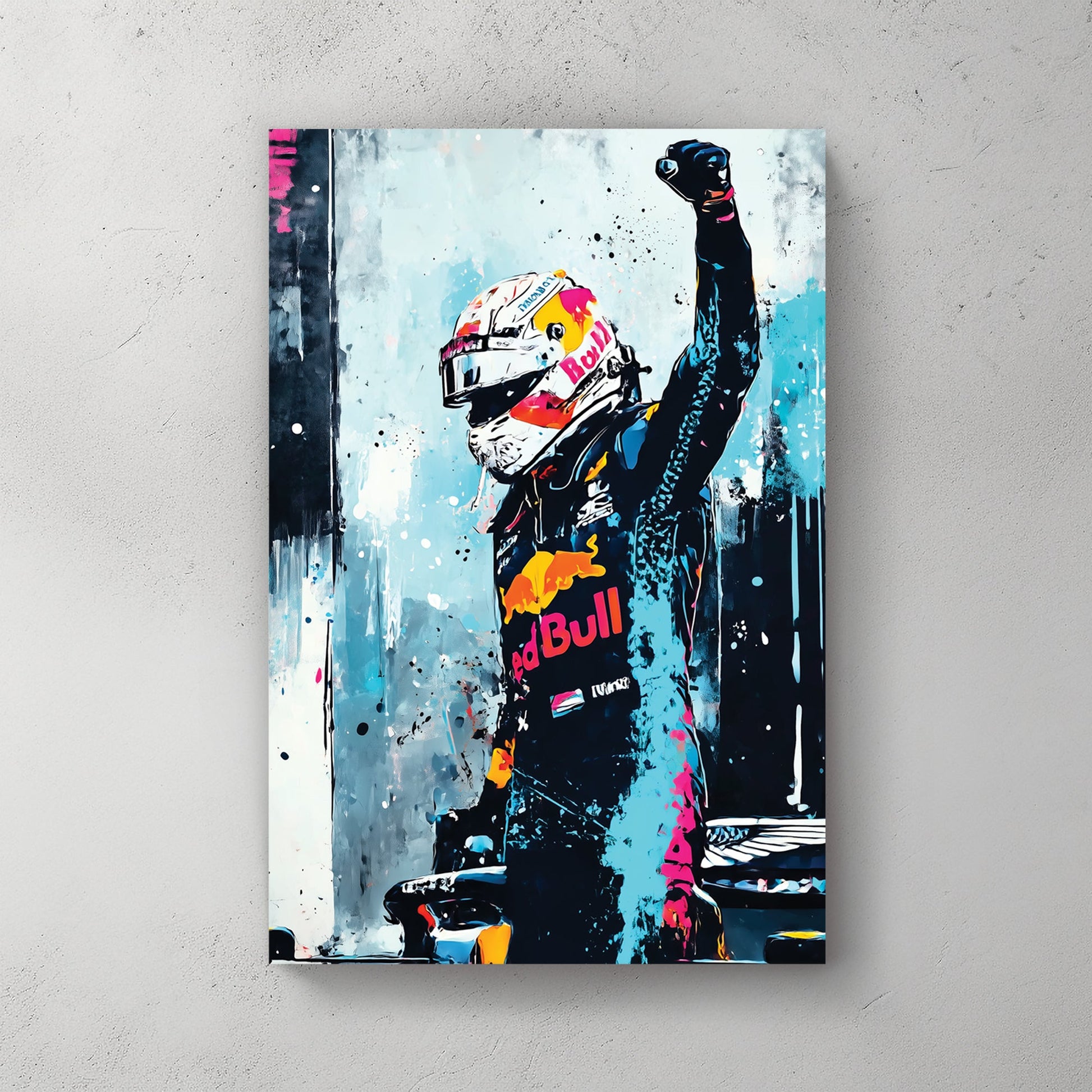 Max Verstappen racing champion victory wall art