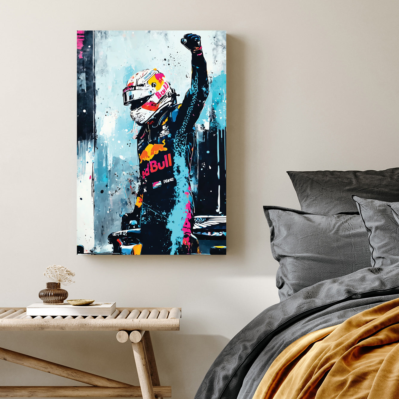 Max Verstappen racing champion victory wall art