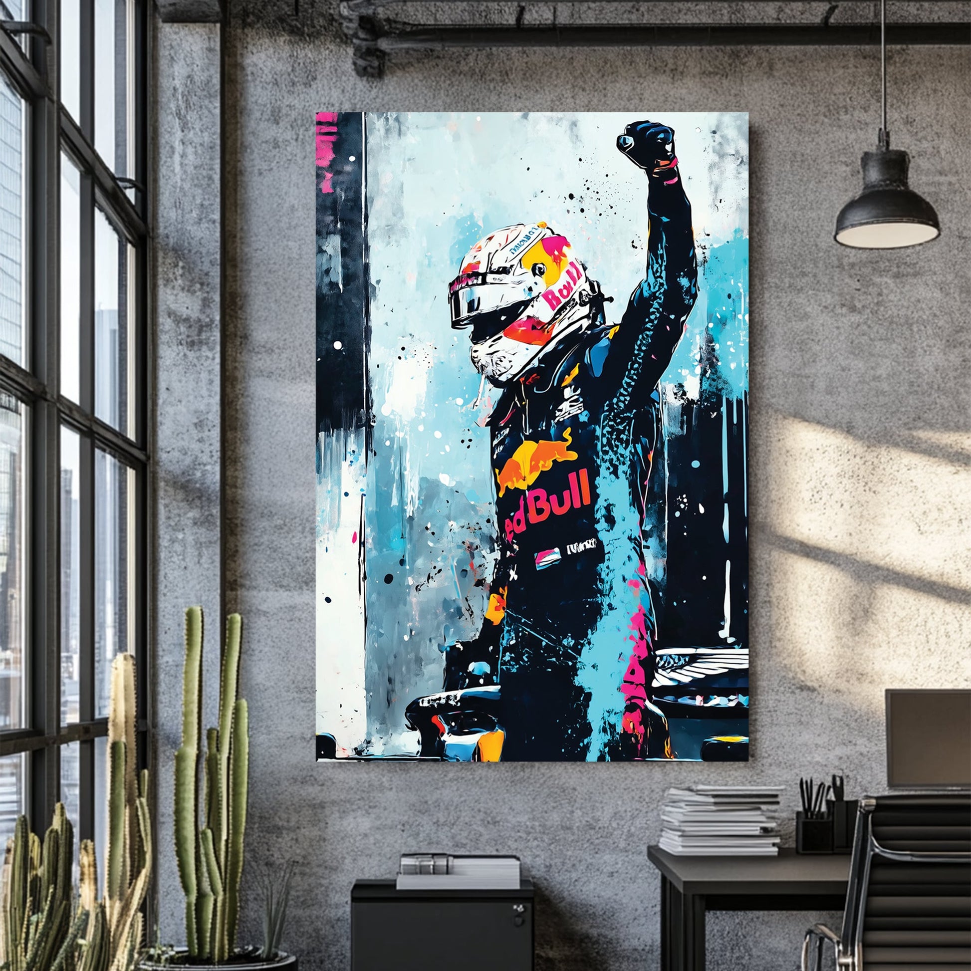 Max Verstappen racing champion victory wall art