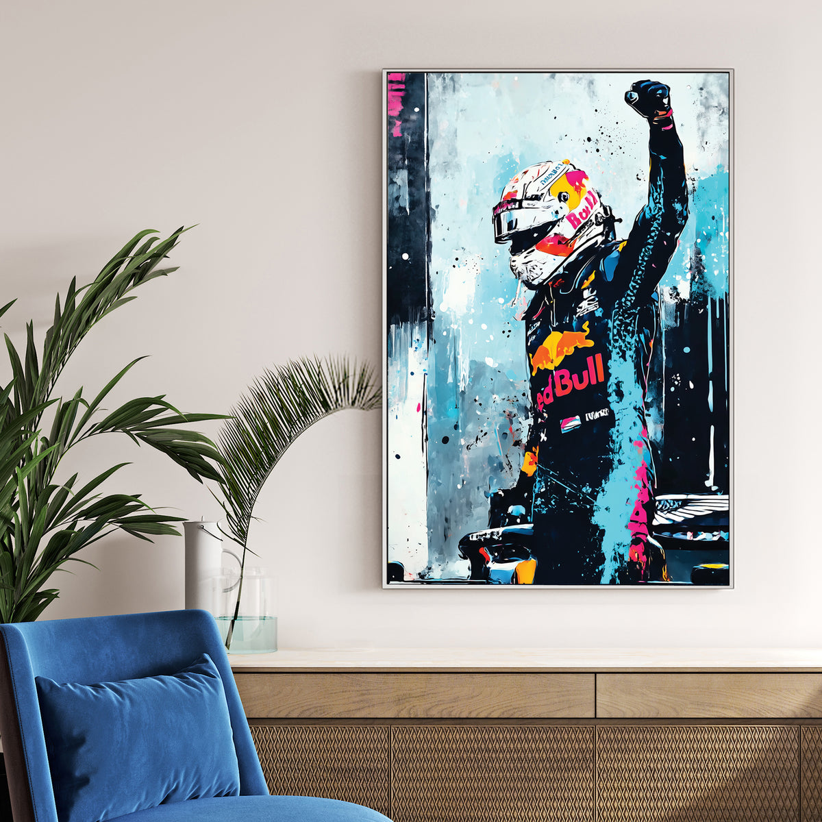 Max Verstappen racing champion victory wall art