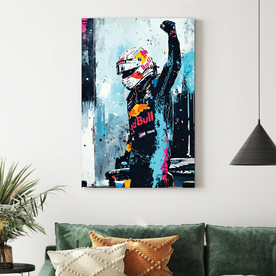 Max Verstappen racing champion victory wall art
