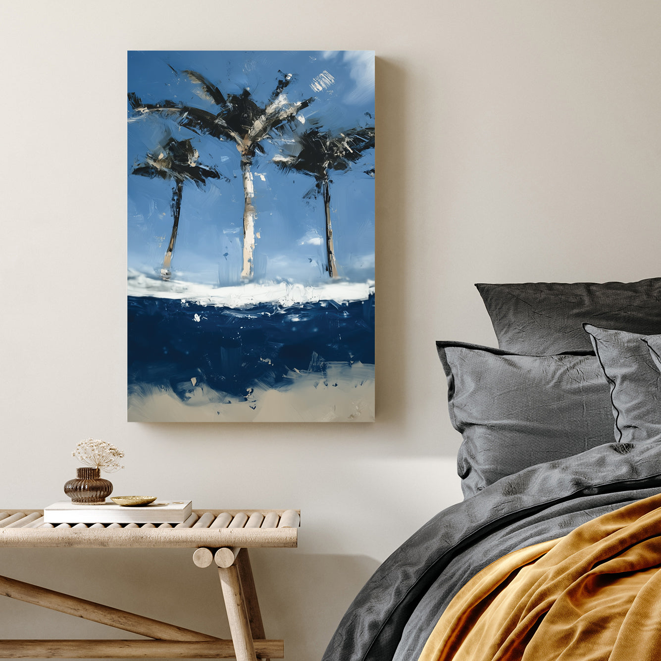 abstract palm trees beach wall art