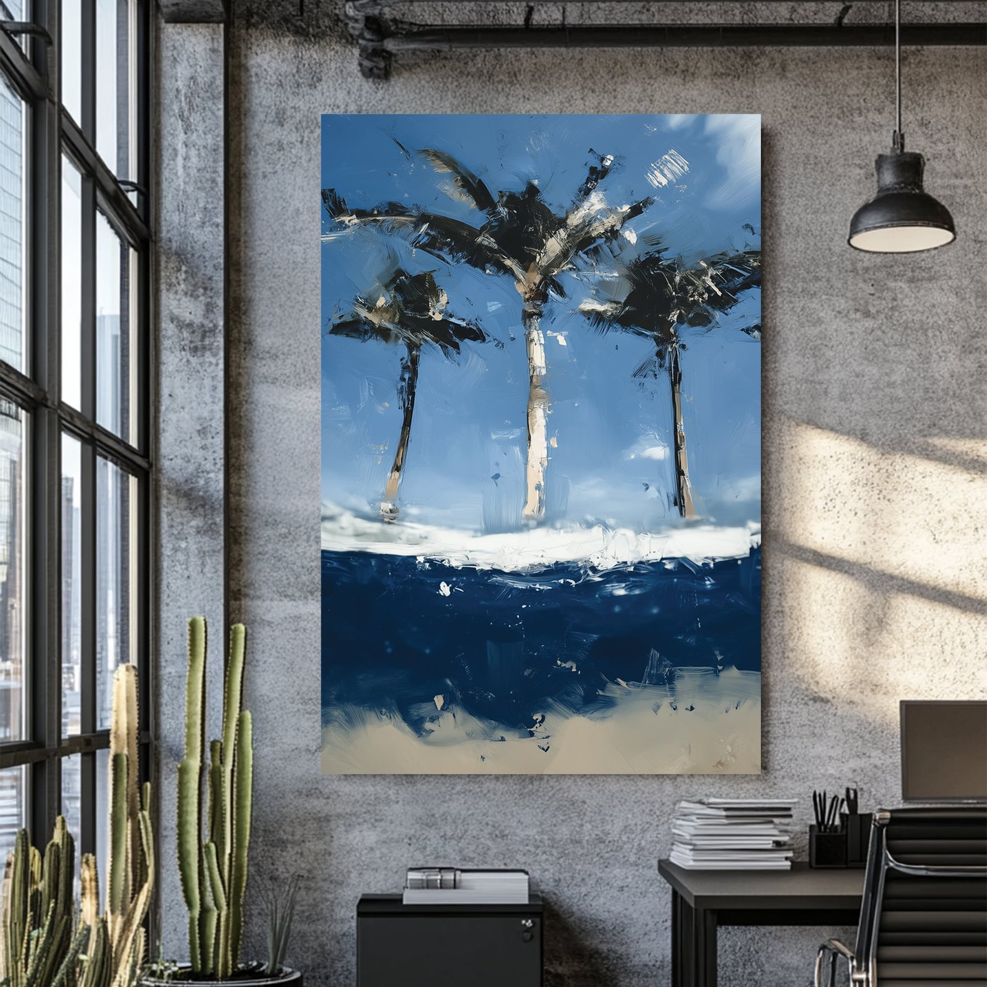 abstract palm trees beach wall art