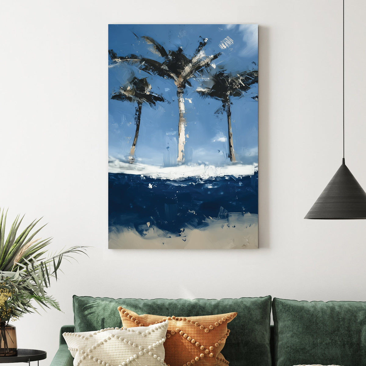 abstract palm trees beach wall art